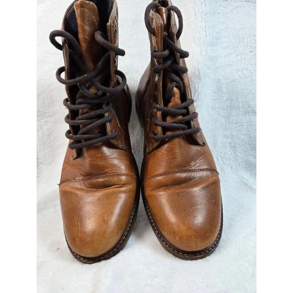 ALDO Gweawien Leather Brown Canvas Lace Up Cap Toe Ankle Casual Boots Size 13‎